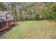 Spacious backyard with well-maintained lawn, a deck, and mature trees at 469 Kimberly Ct, Mcdonough, GA 30252