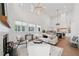Bright and airy open concept with high ceilings, fireplace, modern furniture and abundant windows at 135 Channing Ln, Fayetteville, GA 30214