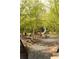 Serene outdoor space featuring gravel pathways, mature trees, and rustic seating at 135 Channing Ln, Fayetteville, GA 30214