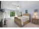 Spacious main bedroom featuring tray ceilings, decorative fireplace, and ample natural light at 220 Autumn Sage Dr, Alpharetta, GA 30005