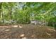 Backyard with chicken coop surrounded by mature trees at 3051 Deanna Way, Lawrenceville, GA 30044