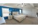 Spacious main bedroom with vaulted ceilings and bright blue accent wall at 3945 Starwood Dr, Cumming, GA 30028