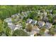 Aerial view of the neighborhood showcasing well-maintained homes, lush trees, and neatly manicured lawns at 248 Colony Center Dr, Woodstock, GA 30188