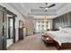 Large main bedroom featuring tray ceilings, patterned accent wall, and large windows at 1186 Lincoln Dr, Marietta, GA 30066