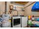 Laundry room featuring a washer, dryer, and water heater with storage shelves at 170 Boulevard Se # H405, Atlanta, GA 30312
