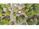 Overhead view of the home with a private driveway, mature trees, and a cul-de-sac setting at 4581 Hickory Run Nw Ct, Acworth, GA 30102