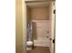 Cozy bathroom features a shower-tub combo, neutral tile floors and a city themed shower curtain at 1186 Ridenour Blvd # 5, Kennesaw, GA 30152