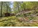Picturesque backyard featuring a well-maintained lawn, pond, and wooded backdrop, perfect for outdoor enjoyment at 3311 Stillhouse Se Rd, Atlanta, GA 30339