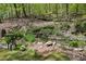 Seating area in green backyard next to water feature in wooded area at 3311 Stillhouse Se Rd, Atlanta, GA 30339