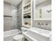 Updated bathroom featuring a glass-enclosed shower and modern fixtures at 3311 Stillhouse Se Rd, Atlanta, GA 30339