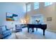 Grand living room with a high ceiling, piano, seating, and large windows for natural light at 5424 Landsdowne Ct, Cumming, GA 30041