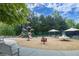 Community playground with swings, slides and climbing structures set amongst mature trees at 5424 Landsdowne Ct, Cumming, GA 30041