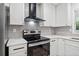 Clean, modern kitchen featuring a stainless steel oven, cooktop, and vent hood at 3451 Birchwood Trl, Snellville, GA 30078