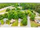 Aerial view of residential neighborhood showcasing mature trees and surrounding homes at 402 Leslie Ct, Mcdonough, GA 30253