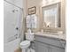 Cozy bathroom featuring white subway tile, granite countertop and fresh white towels at 1059 Abington Ct, Brookhaven, GA 30319
