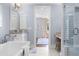 Bright bathroom featuring a modern soaking tub, elegant fixtures, and stylish decor at 1059 Abington Ct, Brookhaven, GA 30319