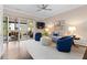 Bright living room featuring sliding doors to an outdoor patio and comfortable blue chairs at 1059 Abington Ct, Brookhaven, GA 30319