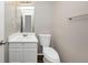 Compact bathroom featuring a single sink, toilet, and a neutral color scheme at 1444 Bridgewater Br, Stone Mountain, GA 30088