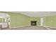 Spacious living room with green walls, carpeted floors, and a cozy brick fireplace at 4653 Anns Se Trce, Acworth, GA 30102