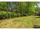 Lush green backyard with mature trees and greenery surrounding a well-manicured lawn at 385 Laurel Chase Ct, Atlanta, GA 30327