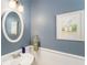 Stylish powder room featuring a pedestal sink, framed mirror, and fresh decor at 2238 Parkview Nw Ct, Atlanta, GA 30318
