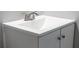 A single vanity in a bathroom with a sink and cabinet at 6881 Homestead Rd, Rex, GA 30273