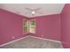 Bedroom with plush carpeting, natural lighting from two windows, and colorful walls at 2023 Reserve Pkwy, Mcdonough, GA 30253