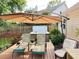 Backyard deck area featuring a hot tub, patio furniture, manicured lawn, and garden at 4025 Mcdowell Dr, Acworth, GA 30101