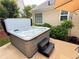Modern backyard hot tub with steps, perfect for relaxation and outdoor enjoyment at 4025 Mcdowell Dr, Acworth, GA 30101