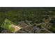 Scenic aerial view of a home nestled in a lush, green neighborhood, showcasing beautiful landscapes and swimming pools at 1213 Blue Springs Dr, Loganville, GA 30052
