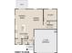First floor plan featuring the kitchen, living room, dining area, and two car garage at 14 Borland Rd, Villa Rica, GA 30180