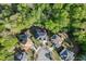 Aerial view of home showcasing an outdoor pool, patio, and lush greenery at 5093 Heartland Trl, Hoschton, GA 30548