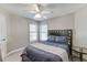 Comfortable bedroom features a ceiling fan, natural light, and neutral paint at 5093 Heartland Trl, Hoschton, GA 30548