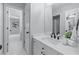 Clean, bright bathroom with modern fixtures, white vanity, and updated design at 605 Tatum Ct, Alpharetta, GA 30022