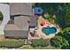 Aerial view of property showcasing the pool, deck, and meticulously landscaped backyard at 3025 Greenfield Dr, Marietta, GA 30068