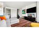 Cozy living room features large sectional sofa, flat screen television and colorful accent rug at 145 15Th Ne St # 435, Atlanta, GA 30309