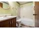 Bathroom featuring vanity, toilet, and shower/tub combination at 285 Independence Dr, Jonesboro, GA 30238