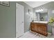 Bathroom with a vanity, and decorative flowers at 2520 Hartford Dr, Ellenwood, GA 30294