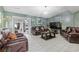 Spacious living room with wood look tile flooring, comfortable seating and warm lighting at 2520 Hartford Dr, Ellenwood, GA 30294