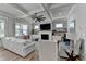 Bright living room featuring a fireplace, coffered ceilings, and ample seating at 3364 Old Concord Se Rd, Smyrna, GA 30082