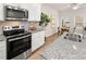 Modern kitchen featuring stainless steel appliances, granite countertops, and bright natural light at 1346 Riverstone Rd # 107, Jonesboro, GA 30238