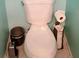 Close up view of toilet with decor on the floor at 2044 Mallard Crest, Lithonia, GA 30058