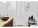 Modern bathroom featuring a unique vessel sink and marble countertops, complemented by stylish decor at 1081 Humphries Nw Rd, Conyers, GA 30012