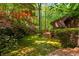Inviting backyard featuring a lush lawn, mature trees, and a charming wooden deck at 2208 Guinevere Ne Way, Atlanta, GA 30345