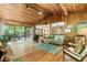 Well-lit living room with hardwood flooring, stone fireplace, neutral walls, and seamless access to the outdoor seating area at 2208 Guinevere Ne Way, Atlanta, GA 30345