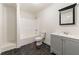 Bathroom with gray vanity, white tile and slate floor at 68 Highcrest Dr, Acworth, GA 30101
