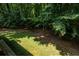 Backyard view of a lush lawn surrounded by mature trees, providing shade and privacy at 5325 Pheasant Run, Stone Mountain, GA 30087