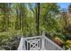 Scenic backyard view from a deck with lush trees and landscaped gardens on a sunny day at 105 Grogans Lake Dr, Atlanta, GA 30350