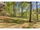 Lush backyard featuring a flat, grassy area and a border of mature trees at 2315 Fisher Dr, Loganville, GA 30052