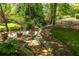 Beautifully landscaped backyard features stone steps and a cozy fire pit area at 2015 N Decatur Ne Rd, Atlanta, GA 30307